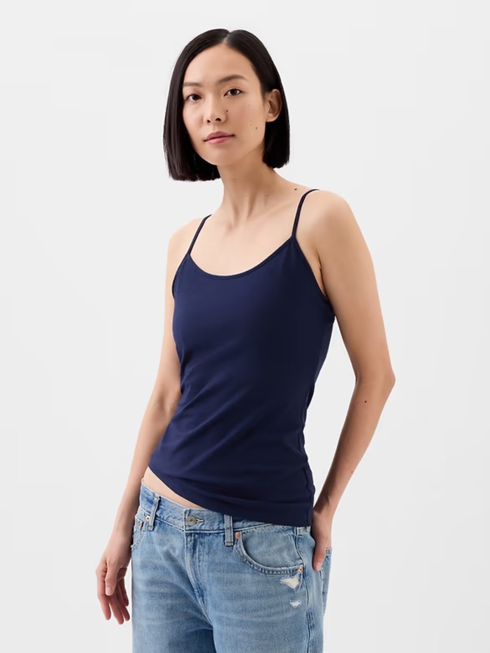 Gap Fitted Shelf Cami Tank Top Cotton Navy Uniform S
